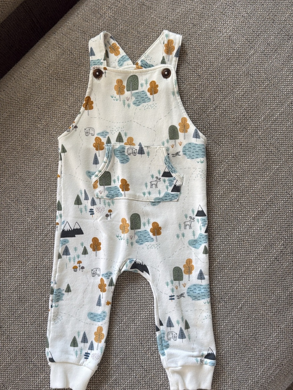 Little Sleepies Play Cream Woodland Print Baby Overalls
